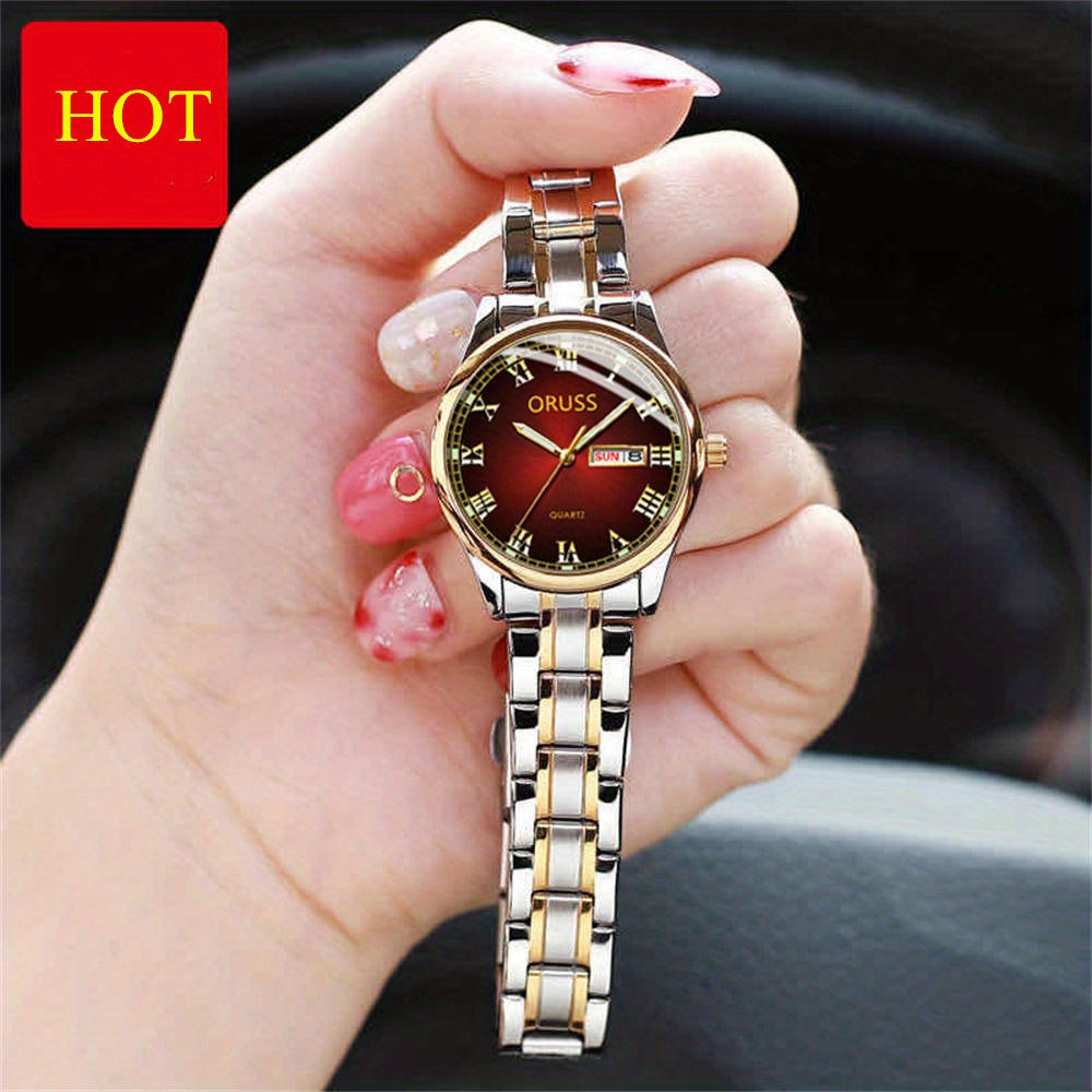 2pcs Couple Quartz Watch Vintage Calendar Rome Fashion Analog Wrist Watch For Women Men, Valentines Gift For Him Her Date Watch