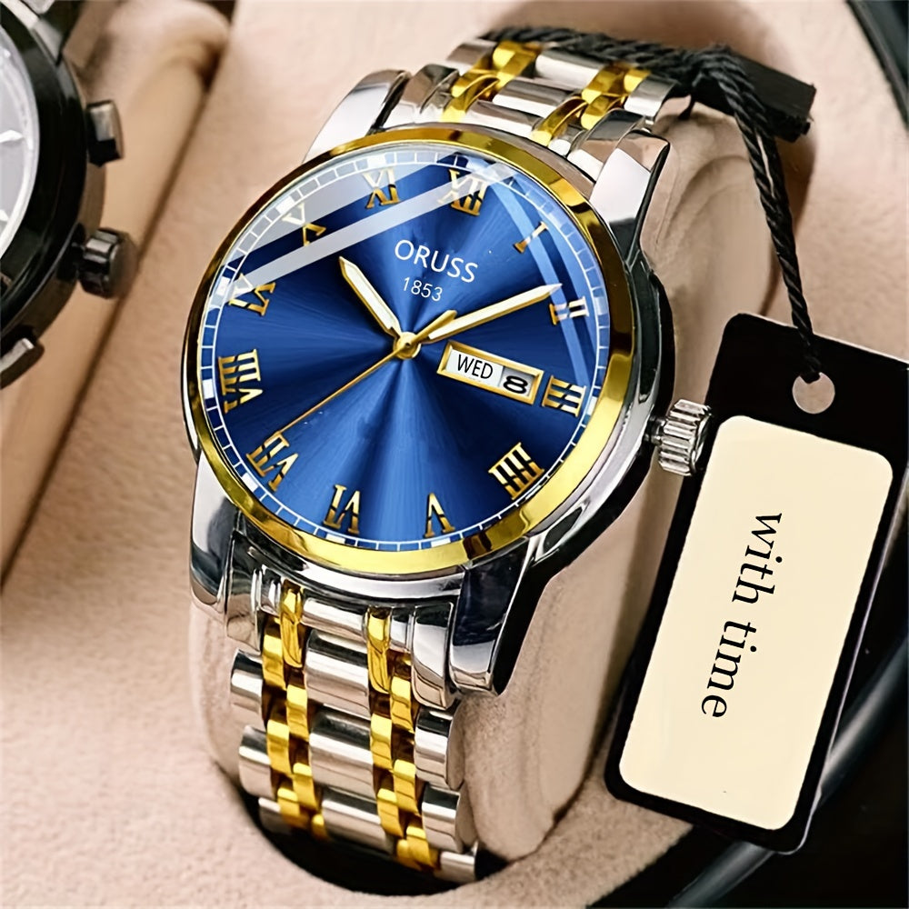 2pcs Couples Quartz Watch Business Leisure Fashion Calendar Analog Wrist Watch, Valentines Gift For Women Men Date Watch
