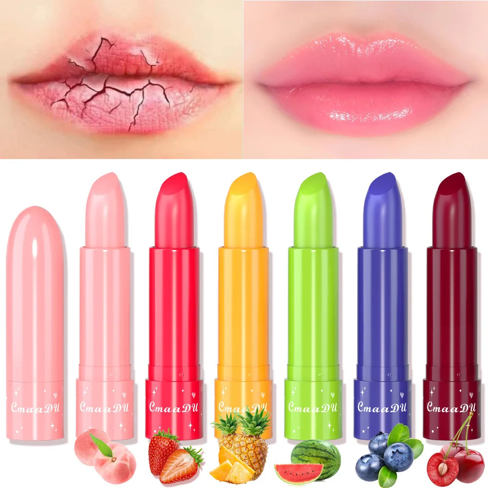 6 Colors Fruity Lip Balm Waterproof Fruit Color Tinted Shine Changing Moisturizing Nourishing lipstick Make Up Lip Care