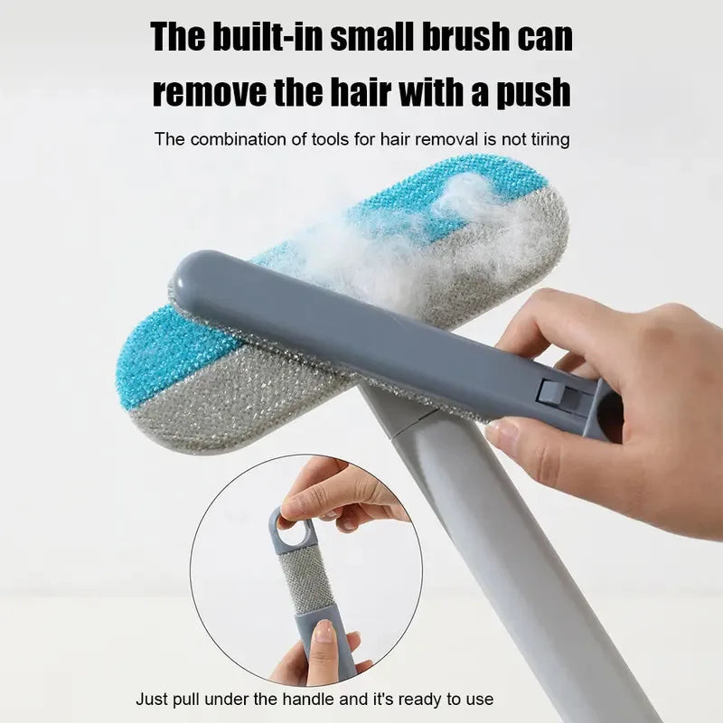 3 in 1 Long Handle Pet Hair & Fur Remover Brush - Manual Tool for Furniture, Carpet, Window - Cat & Dog