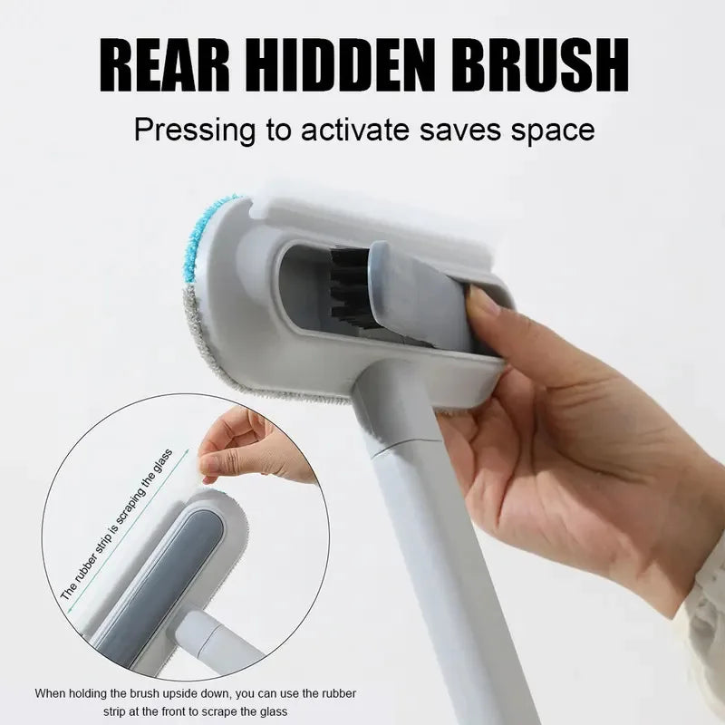 3 in 1 Long Handle Pet Hair & Fur Remover Brush - Manual Tool for Furniture, Carpet, Window - Cat & Dog