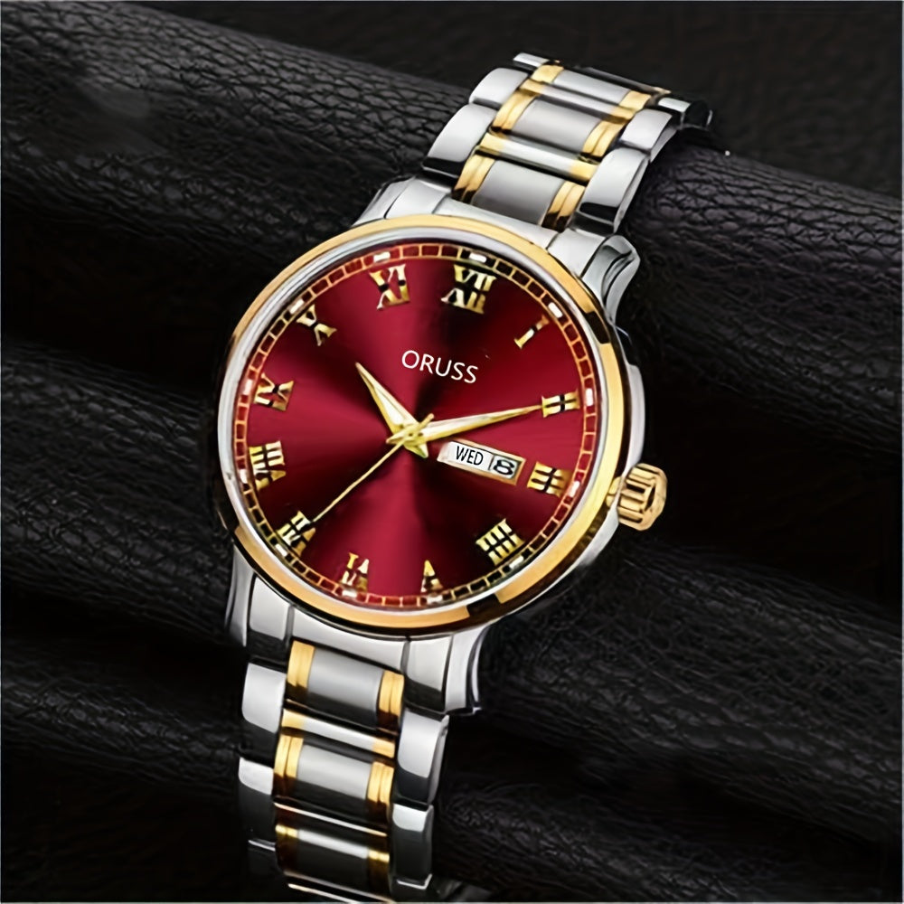 2pcs Couple Quartz Watch Vintage Calendar Rome Fashion Analog Wrist Watch For Women Men, Valentines Gift For Him Her Date Watch