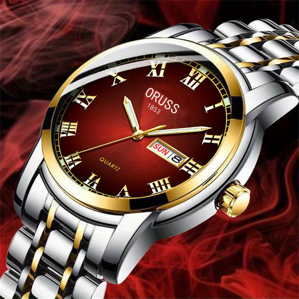 2pcs Couple Quartz Watch Vintage Calendar Rome Fashion Analog Wrist Watch For Women Men, Valentines Gift For Him Her Date Watch