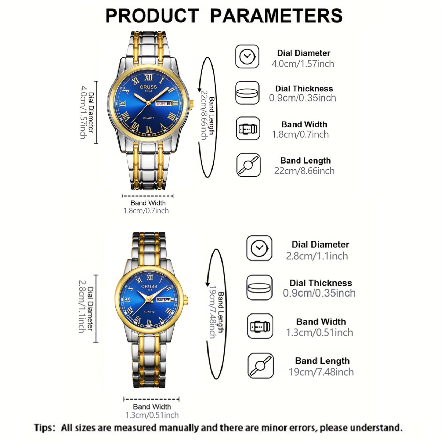 2pcs Couples Quartz Watch Business Leisure Fashion Calendar Analog Wrist Watch, Valentines Gift For Women Men Date Watch